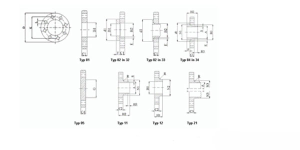 Welding Neck Flange EN 1092-2 Dimension